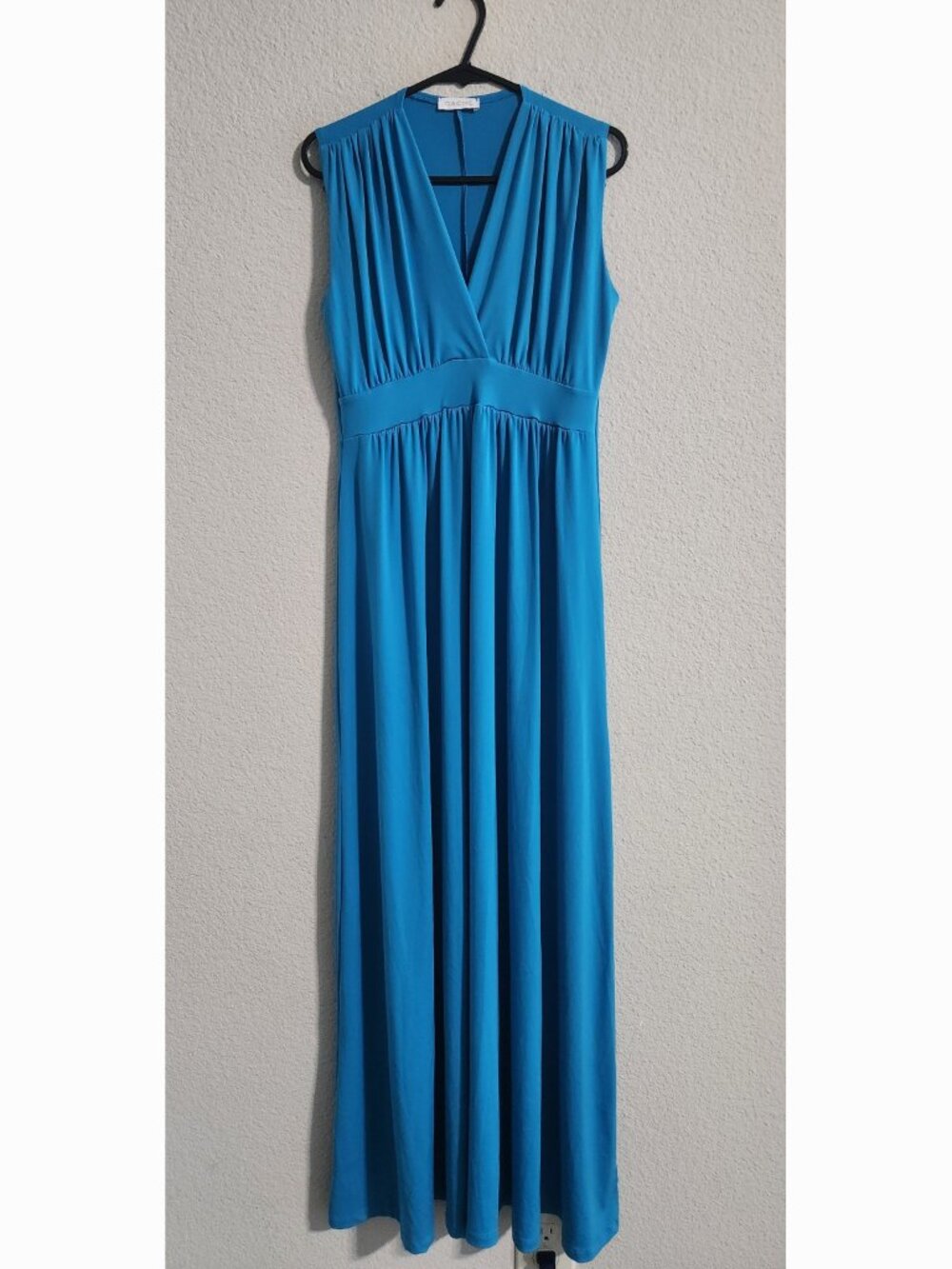 Cache Vintage Blue sleeveless maxi dress cocktail size medium *see description